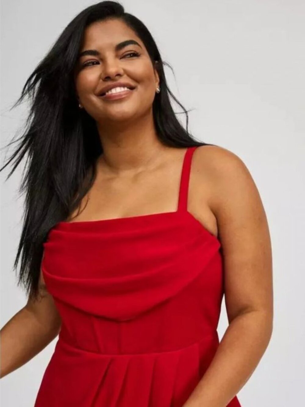Torrid NWT Jester Red Corset Bustier Tulip Hem Cowl Neck Midi Dress Size 16 - Picture 8 of 12